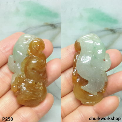 Red jade dragon and horse pendant (龍馬精神)