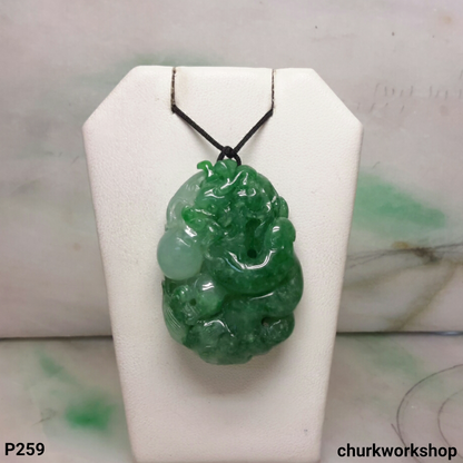 Green jade dragon pendant