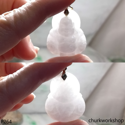 Pale lavender jade happy Buddha 14K