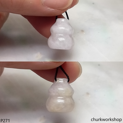 Reserved for Tami   Lavender jade gourd pendant 14k white gold
