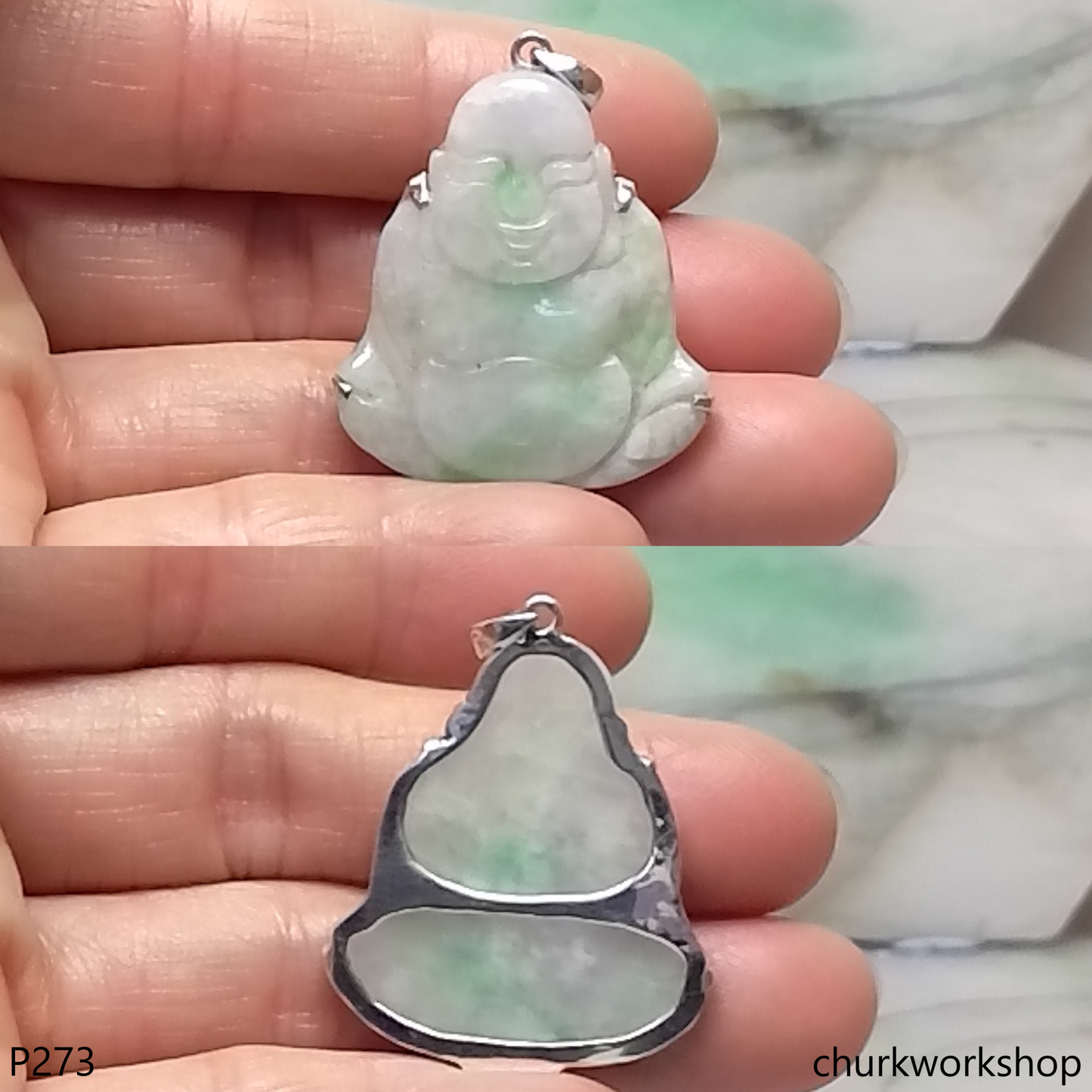 Jade happy Buddha pendant
