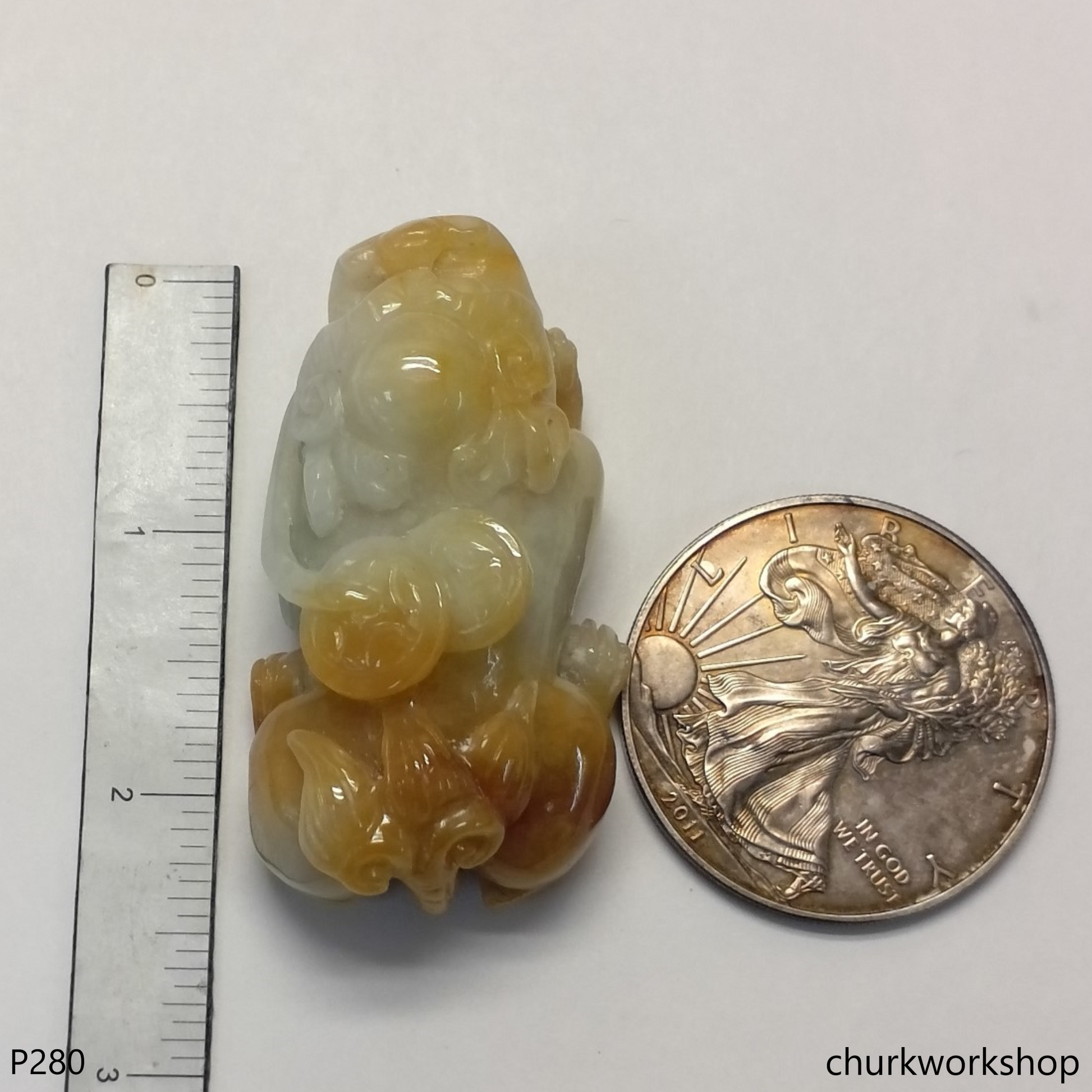Large red jade Pixiu pendant (貔貅) – Churk Work Shop