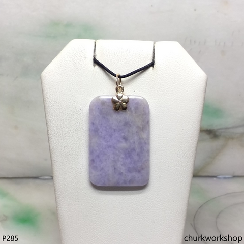 Square lavender jade pendant 14K gold bail