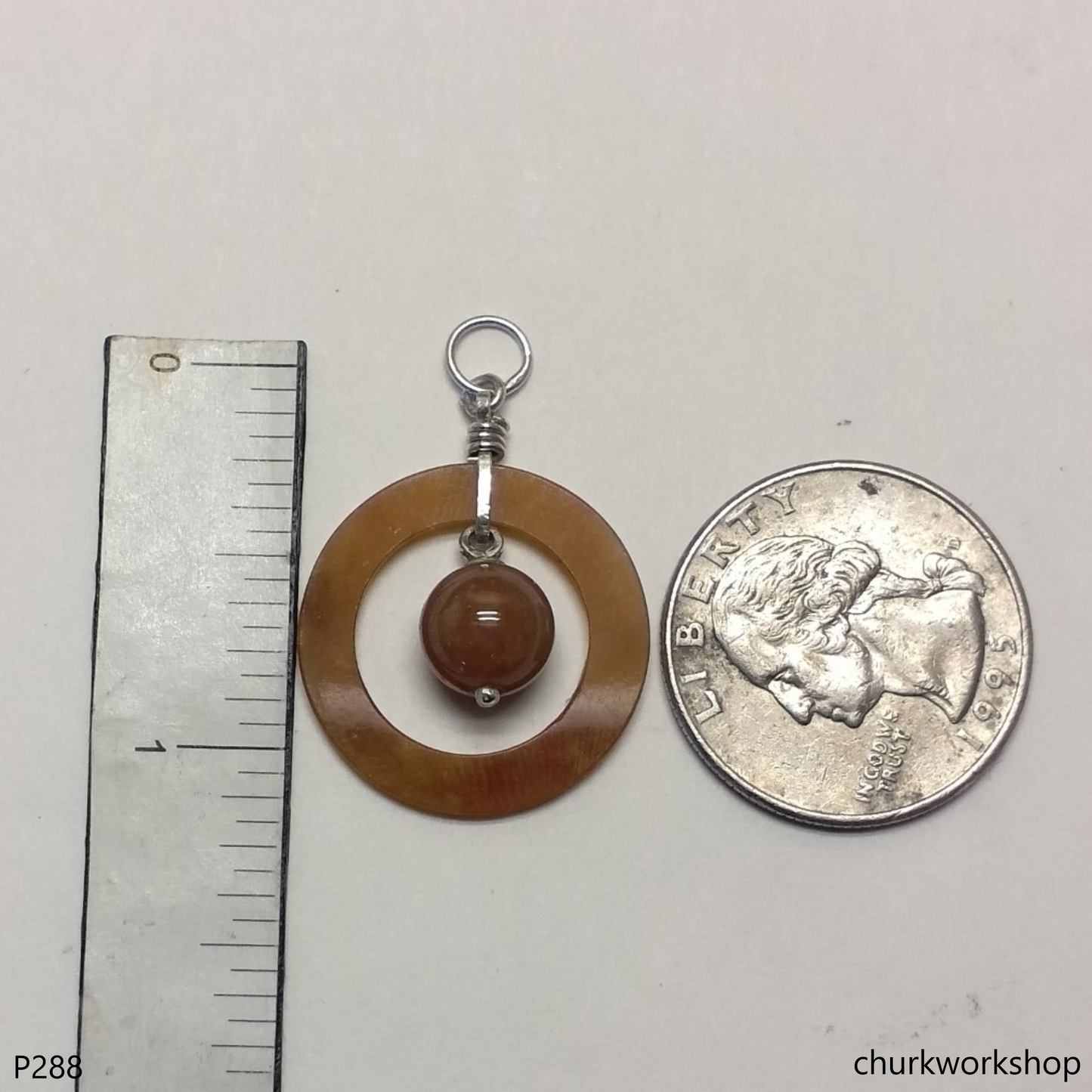 Red jade pendant sterling silver