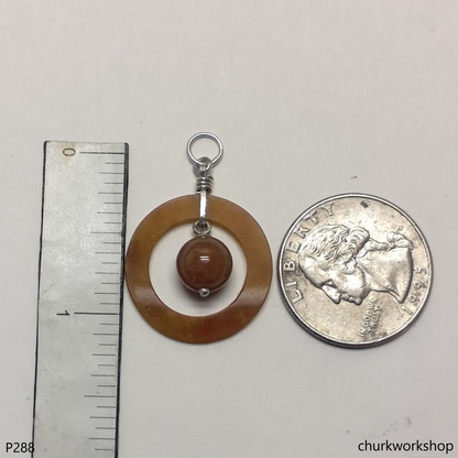 Red jade pendant sterling silver