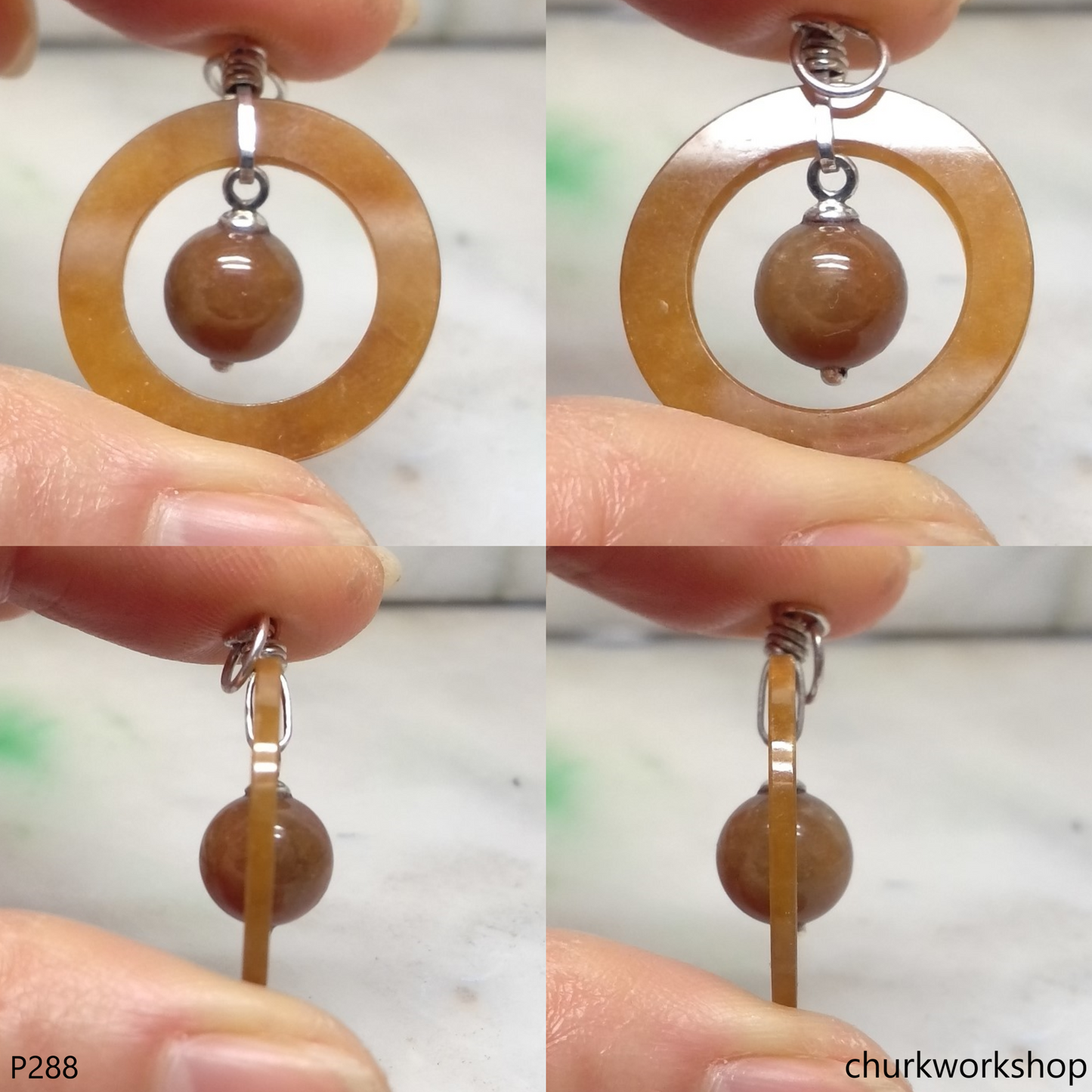 Red jade pendant sterling silver
