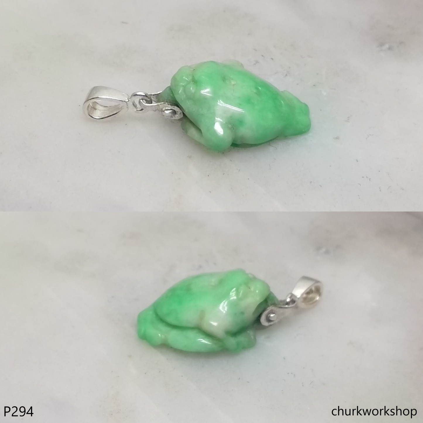 Jade lucky frog pendant
