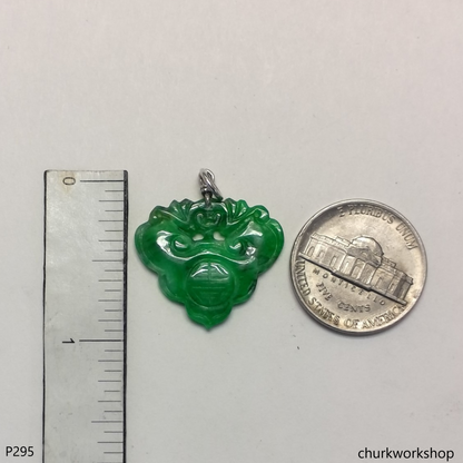 Green jade Bat & Ruyi pendant