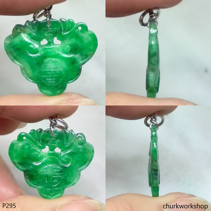 Green jade Bat & Ruyi pendant