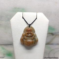 Red jade happy Buddha pendant