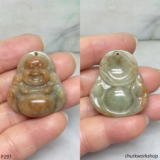 Red jade happy Buddha pendant