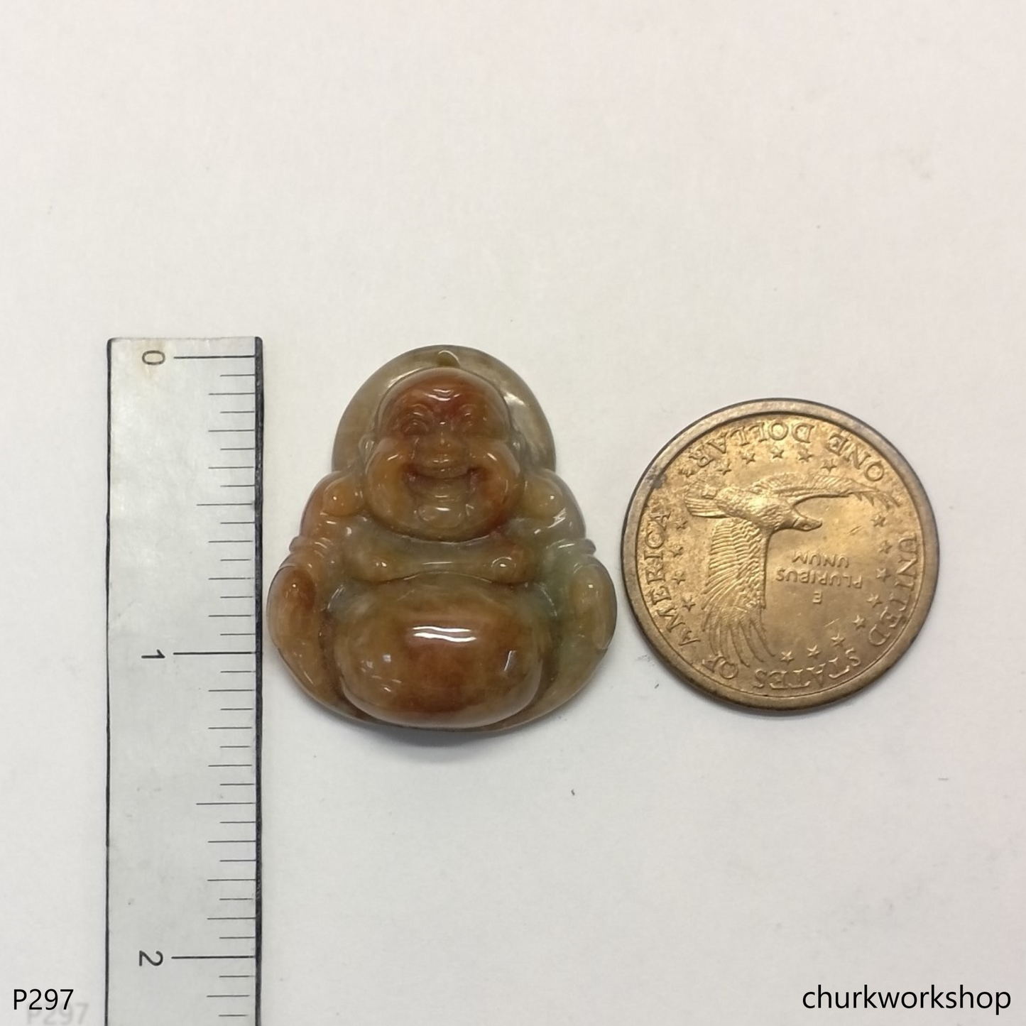 Red jade happy Buddha pendant