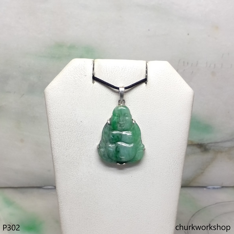 Green jade happy small Buddha pendant