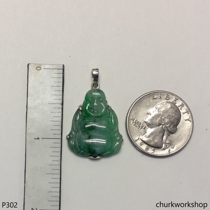 Green jade happy small Buddha pendant