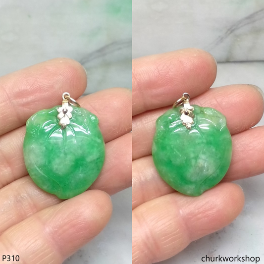 Green jade peach pendant