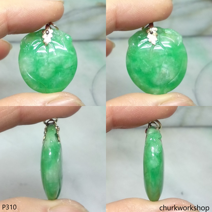 Green jade peach pendant