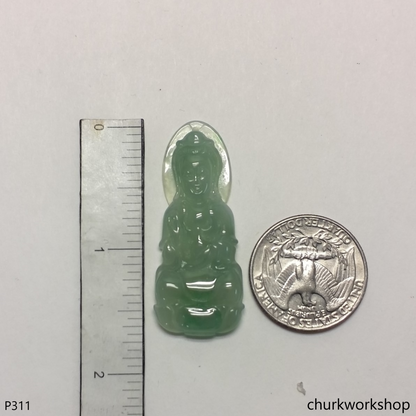 Bluish green jade lady Buddha