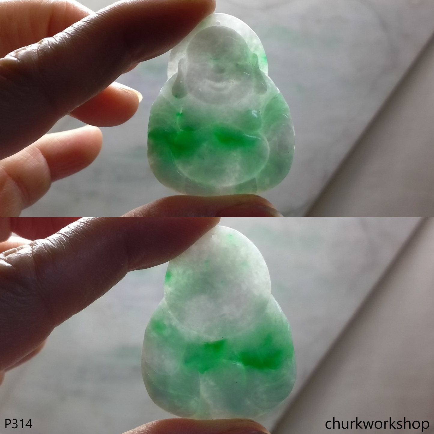 Jade happy Buddha pendant