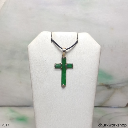 Reserved 14k jade cross pendant