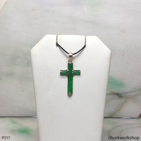 Reserved 14k jade cross pendant