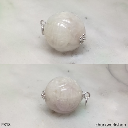 Lavender carved jade bead pendant