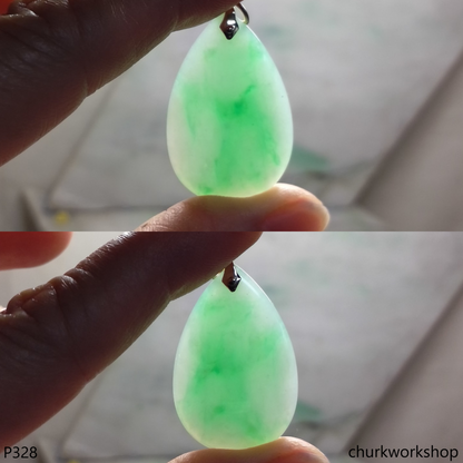 Natural color 14K yellow gold jade pendant