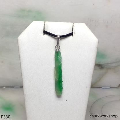 Small green jade bamboo pendant
