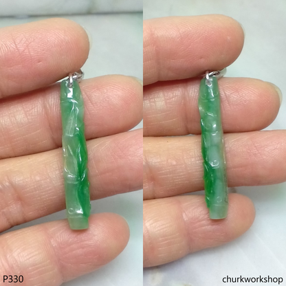 Small green jade bamboo pendant