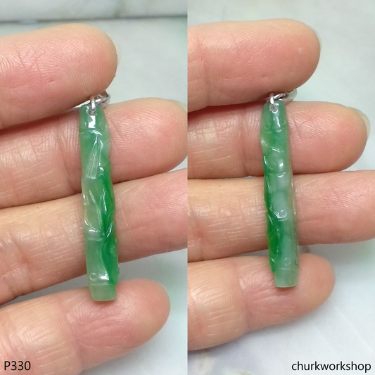 Small green jade bamboo pendant