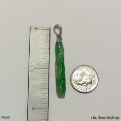 Small green jade bamboo pendant