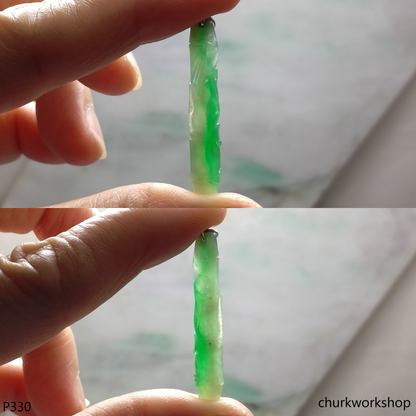 Small green jade bamboo pendant