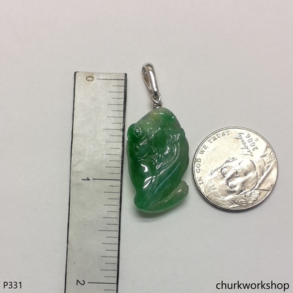 Jade lucky frog pendant