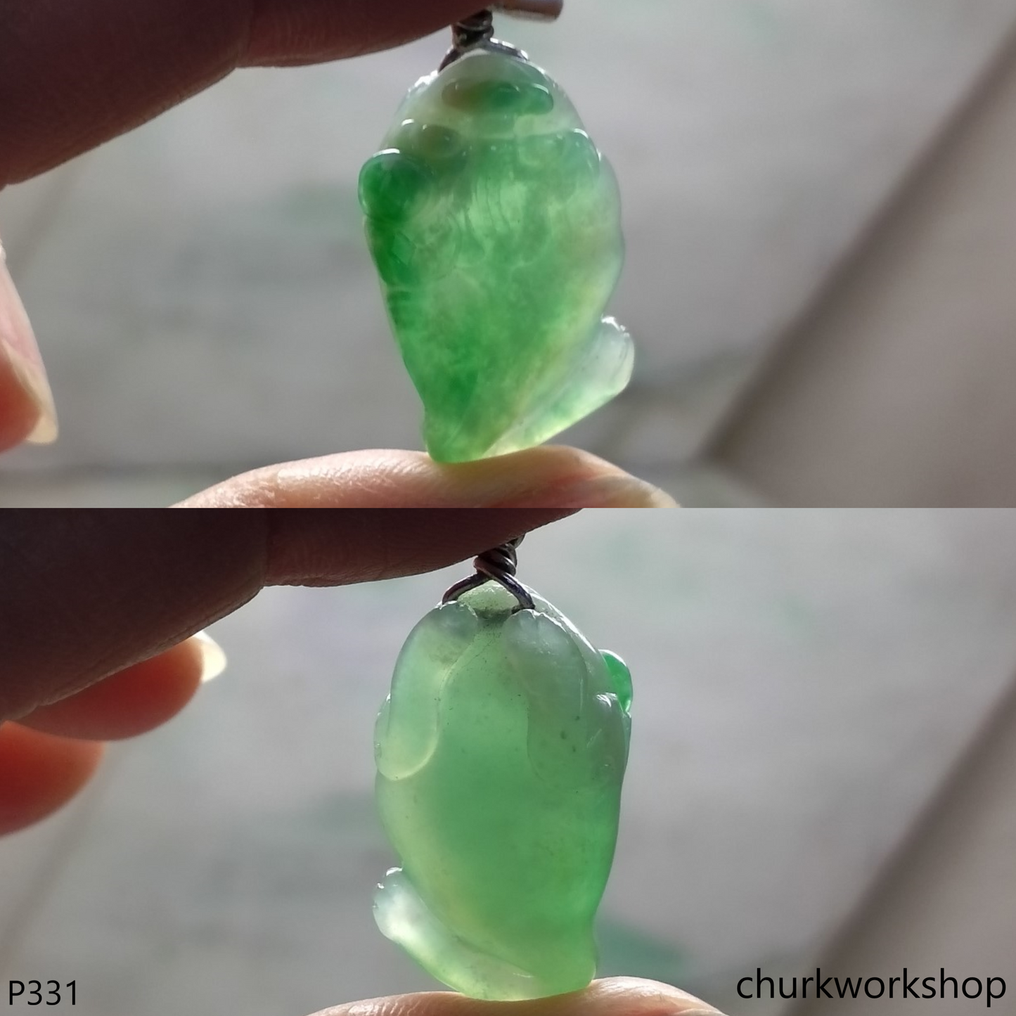 Jade lucky frog pendant
