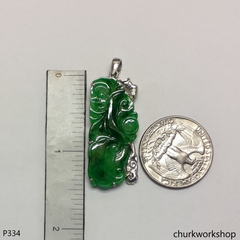 Dark green jade sterling silver pendant