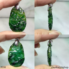 Dark green jade dragon pendant