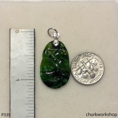 Dark green jade dragon pendant