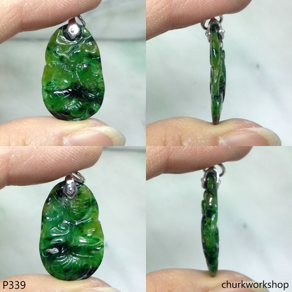 Dark green jade dragon pendant