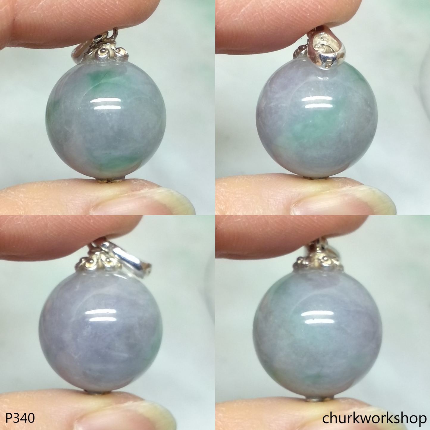 Lavender jade bead pendant