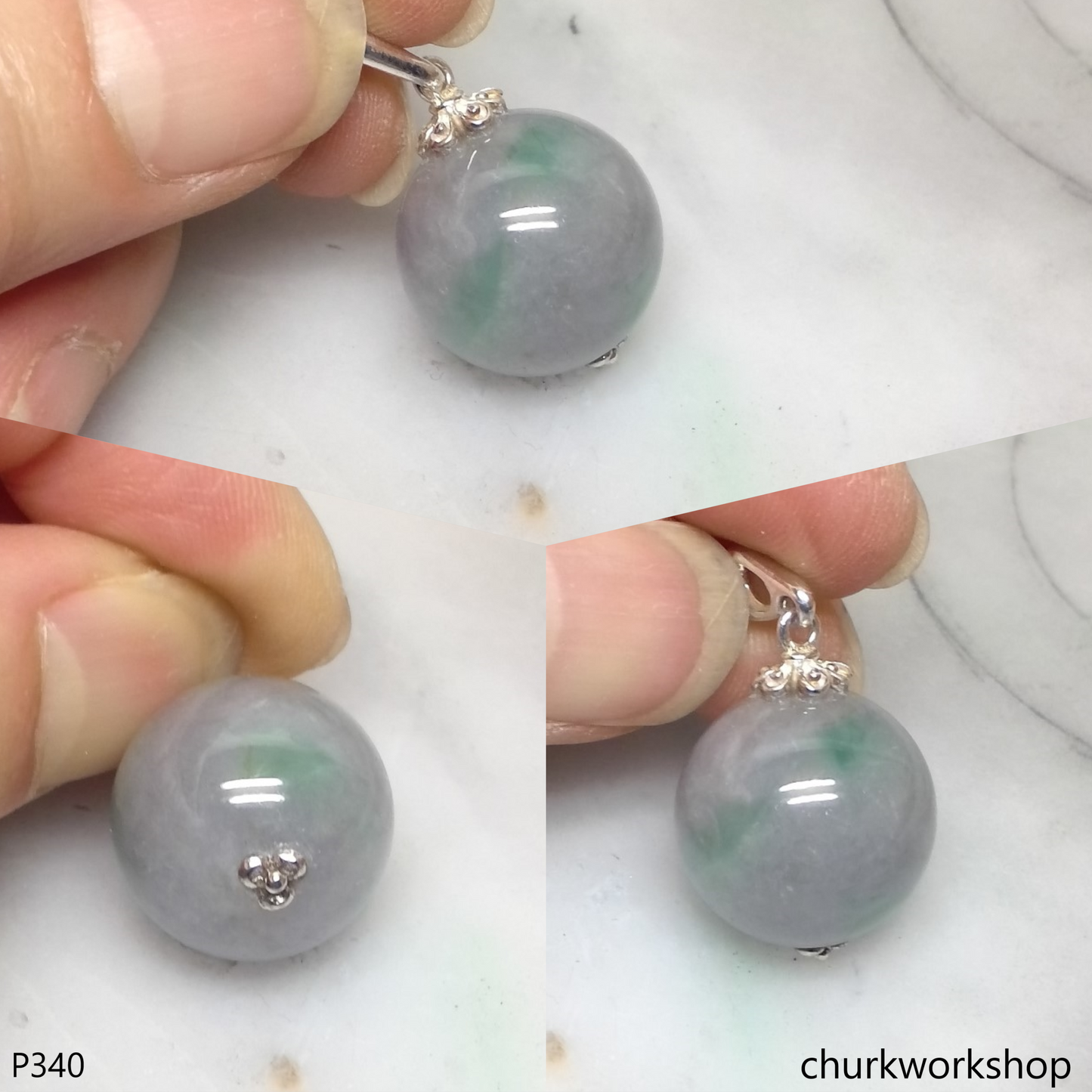 Lavender jade bead pendant