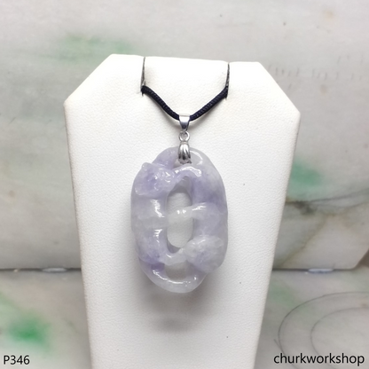 Lavender jade cat pendant