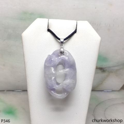 Lavender jade cat pendant