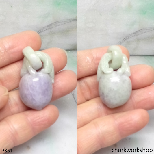 Lavender jade peach pendant with bail connected