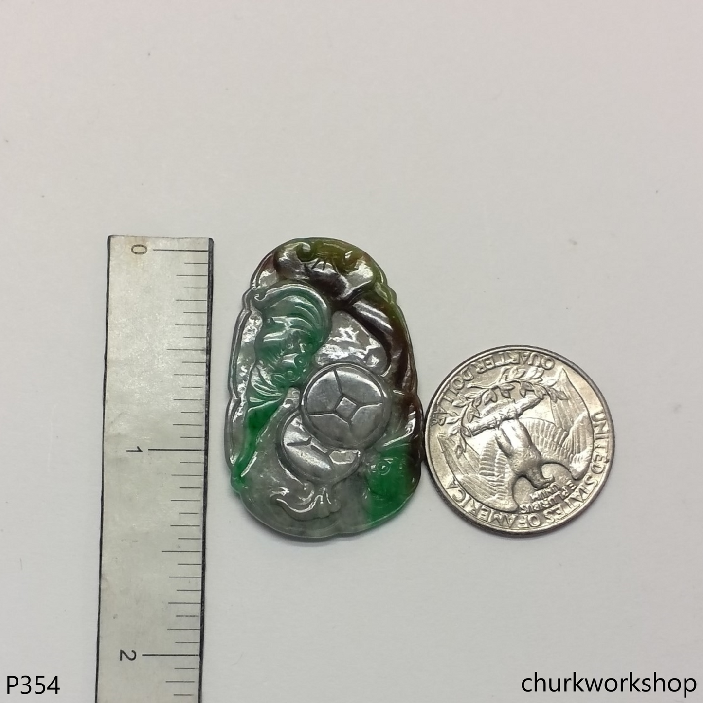 Multiple color jade carved pendant