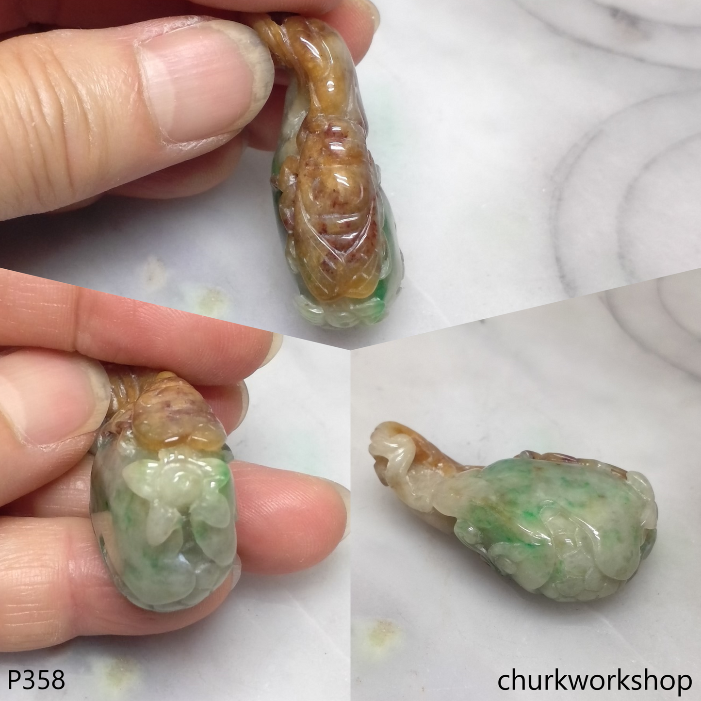 Multiple color jade peach pendant