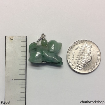 Jade dog pendant with silver bail
