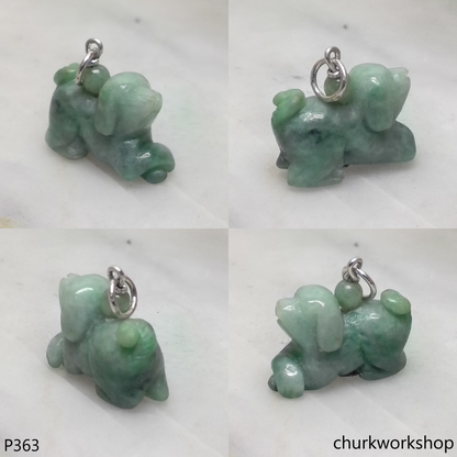 Jade dog pendant with silver bail