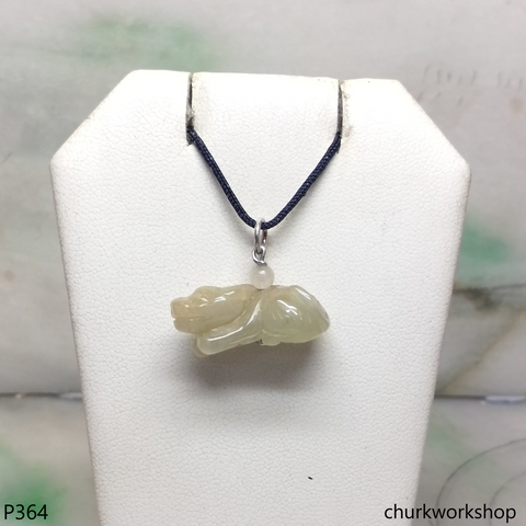 Light yellow jade ox pendant