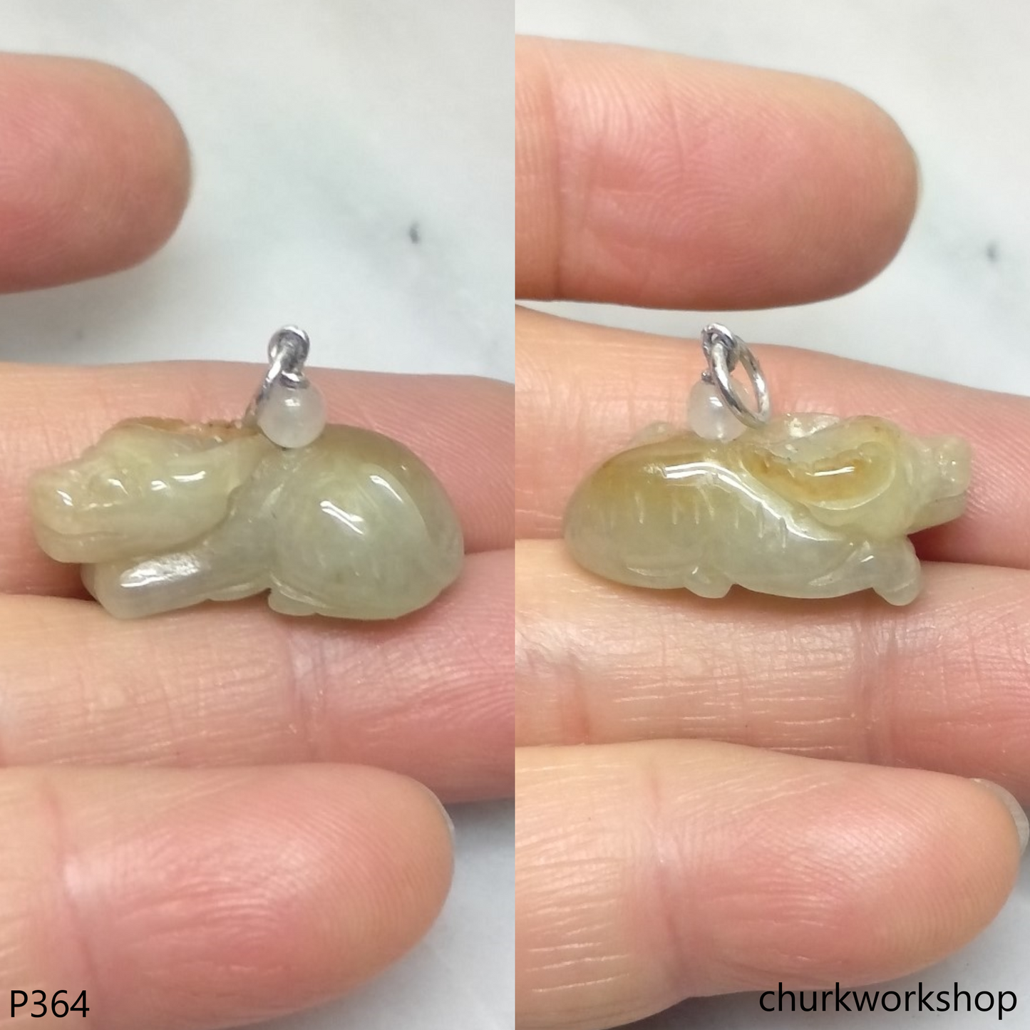 Light yellow jade ox pendant