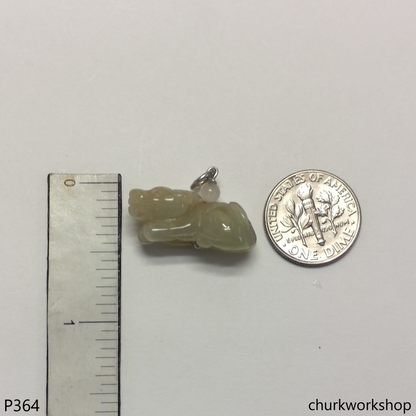 Light yellow jade ox pendant