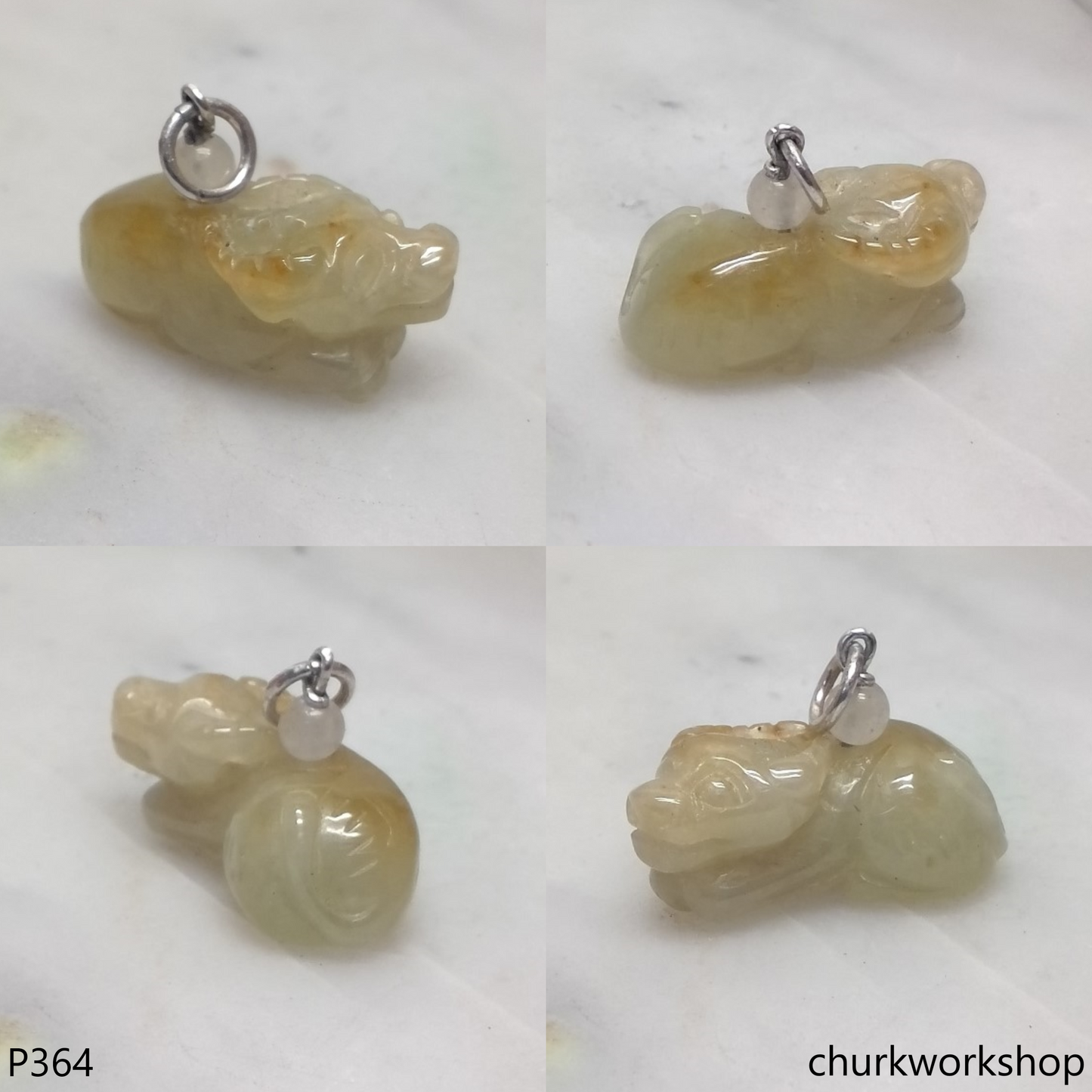 Light yellow jade ox pendant